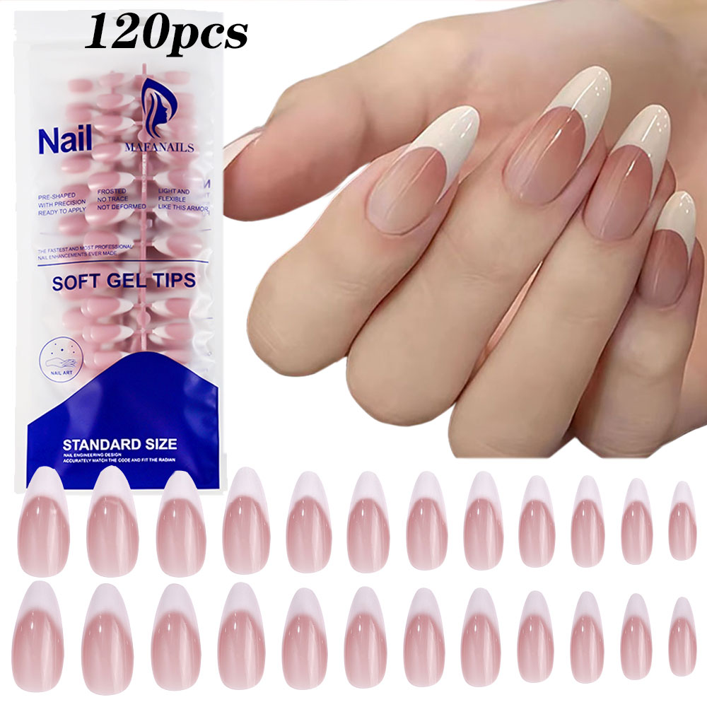 Nail Art Pink - 120 adet Pembe Orta Badem Fransız