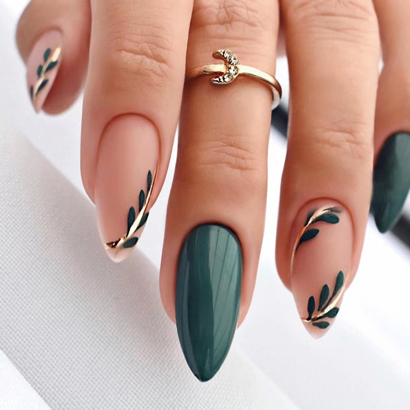 Nail Art Pink - 24P/Set Orta uzunlukta Badem Çivilere Basın