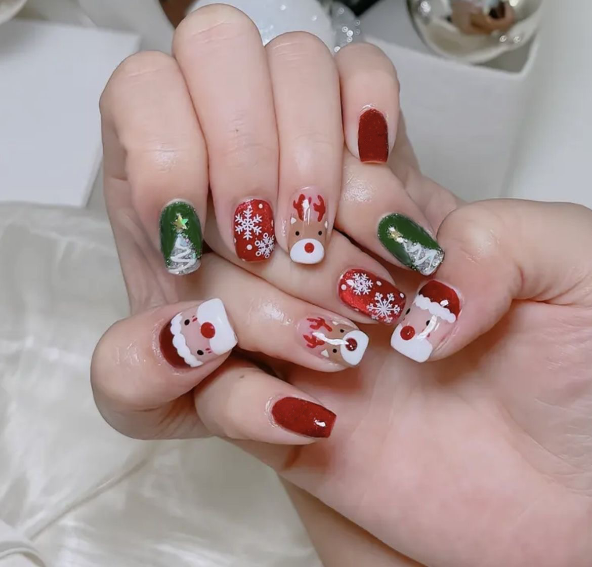 Nail Art Press On - Noel Temalı Takma Tırnaklar Noel Baba