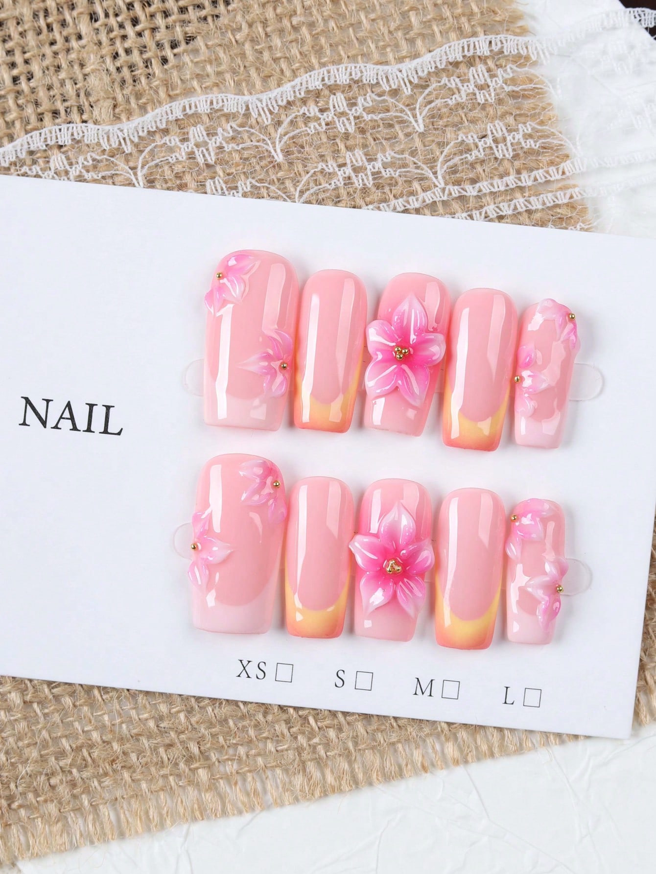 Nail Art Orange - 10 Adet Orta Boy Dikdörtgen Ten