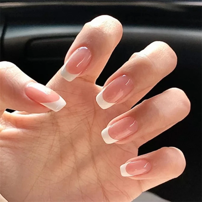 Nail Art Pink - 24 adet/takım Kısa Fransız Minimalist Çivi