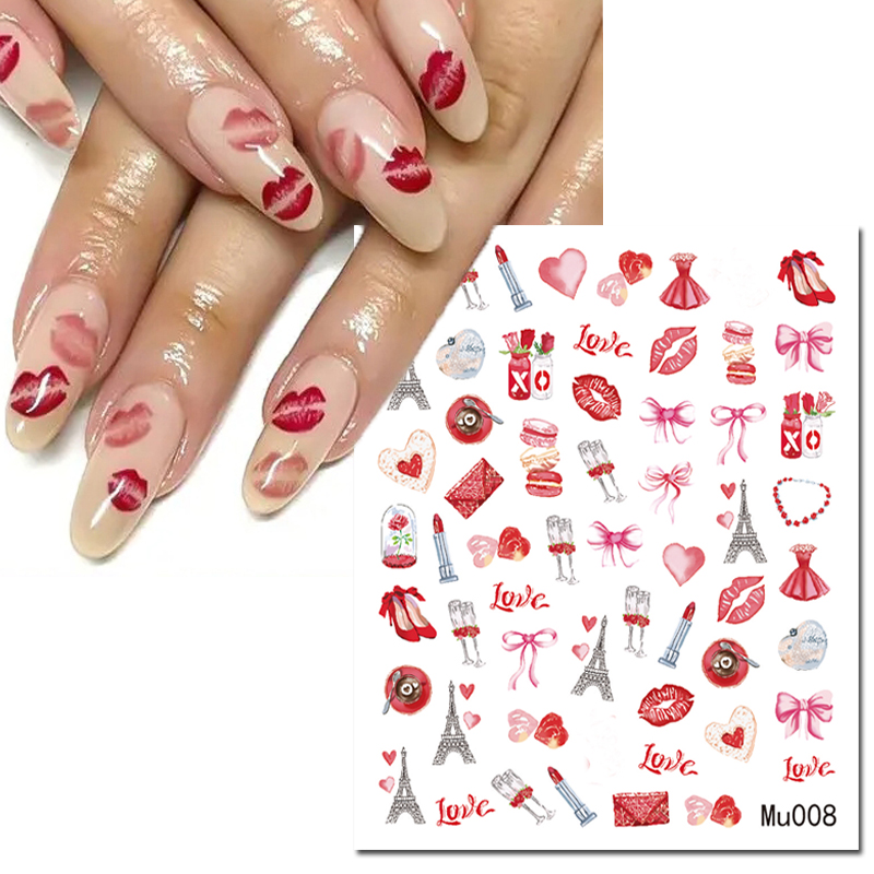 Nail Art Valentines Day - 3d Nail Art Kaydırıcılar Çıkartmalar Sevgililer