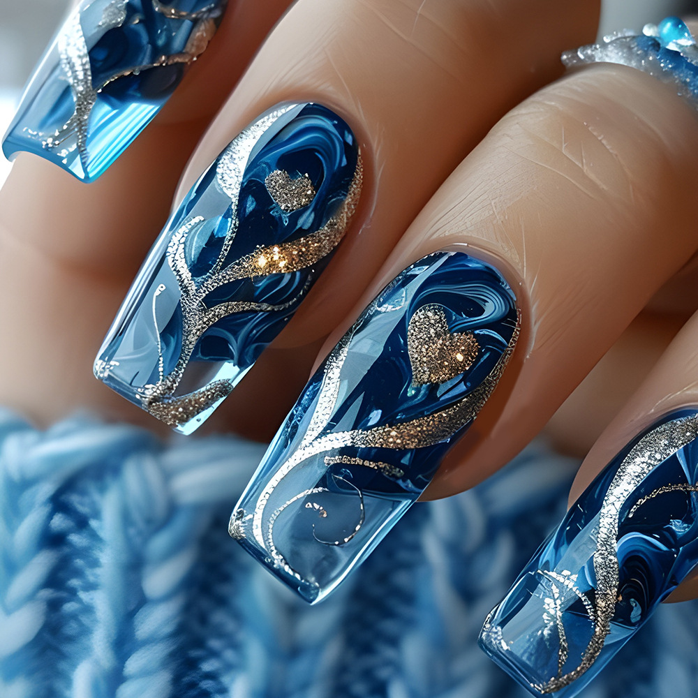 24 Adet Mavi Takma Tırnaklar S - Nail Art Press On incelemesi ve fiyatı